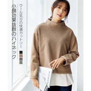 Tシャツ カットソー 大きいサイズ レディース ハイネック トップス ウールライク起毛 冬 3L/4L/5L/6L ニッセン nissen｜nissenzai