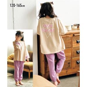 パジャマ キッズ 裏起毛袖切替 バック プリント ルームウェア