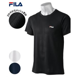 FILA インナー シャツ 半袖 大きいサイズ メンズ エアーメッシュ丸首  ビッグ ラージ 男性 肌着 下着 3L/4L/5L ニッセン nissen｜nissenzai