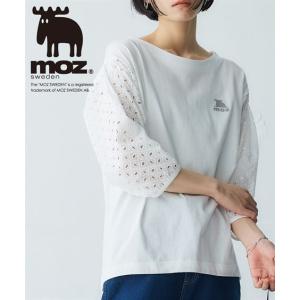 Tシャツ カットソー レディース moz モズ 綿100％ 袖 レース 7分袖 プルオーバー M〜6L ニッセン nissen｜nissenzai