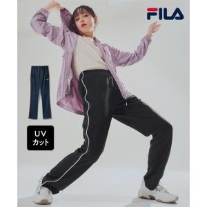 FILA スポーツウェア ボトムス 大きいサイズ レディース ストレート フルレングス ジャージ パンツ UVカット  ボトム L/LL/3L/4L/5L ニッセン nissen｜ニッセン Yahoo!店