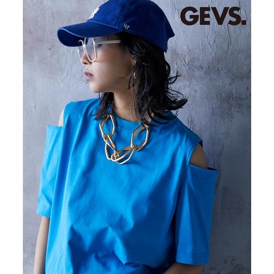 Tシャツ カットソー 大きいサイズ レディース 綿100％ ショルダー オープンTシャツ GEVS....