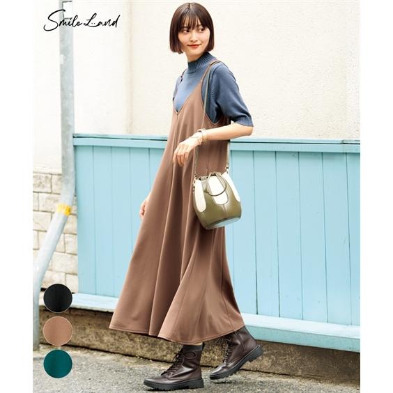 ワンピース ロング マキシ 大きいサイズ レディース キャミ ひざ下 L/LL/3L/4L/5L ニ...