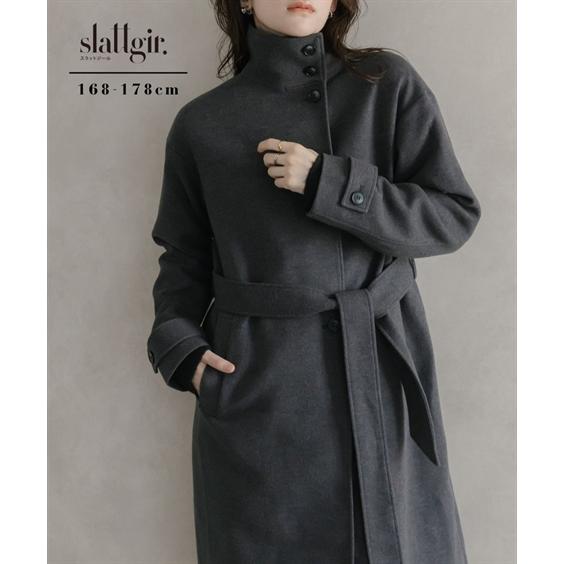 コート アウター トールサイズ レディース 高身長 ニット メルトンスタンドネック ロング 冬 LL...