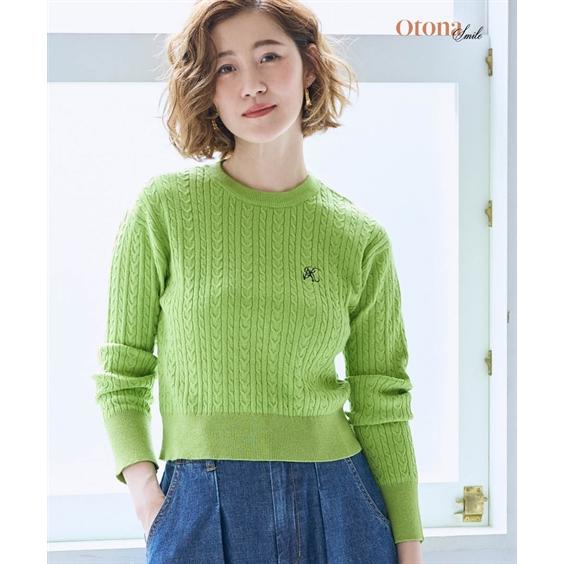 ニット セーター レディース ケーブル編ロゴ プルオーバー OtonaSMILE LL/3L/4L ...