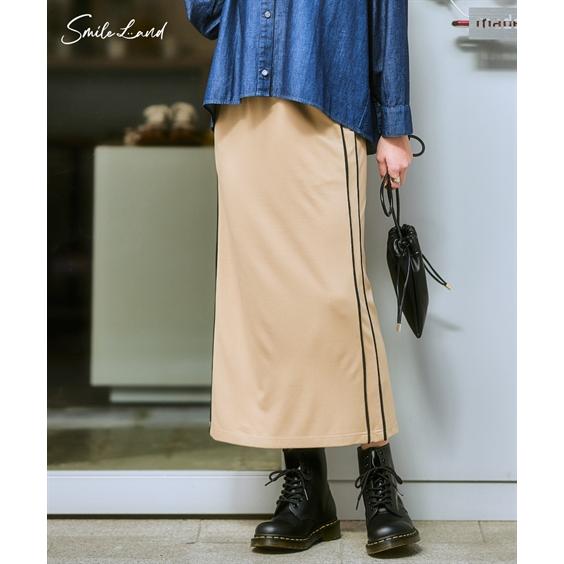 ロングスカート 大きいサイズ レディース サイドライン カットソー スカート ゆったり ヒップ  マ...