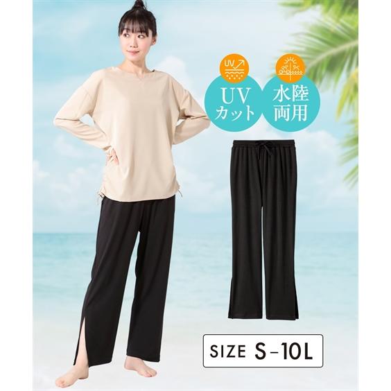 ラッシュガード 大きいサイズ レディース 水陸両用スリット入りラッシュ レギンス 春 夏 秋 冬 か...