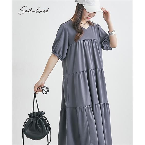 ワンピース ロング マキシ レディース 美ラクRUタッチティアード 接触冷感 UVカット 夏 ひざ下...