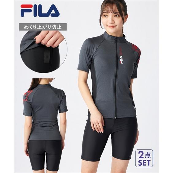 FILA 水着 フィットネス 競泳 大きいサイズ レディース 袖ロゴ入りZIPセパレート 315-6...