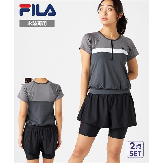 FILA 水着 フィットネス 競泳 レディース 袖付 ハーフ ZIPセパレート 315-609 春 ...