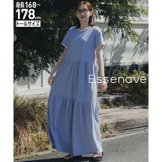 ワンピース ロング マキシ トールサイズ レディース 高身長 鹿の子ティアードフレア Essenav...