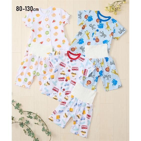 パジャマ 子供服 キッズ 綿100％ 梨地天竺 前開き 腹巻付き 男の子 女の子 夏 ルームウェア ...