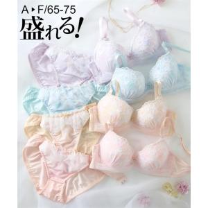 ブラジャー ショーツ セット レディース パステルフラワー3/4モールドカップ ブラショーツ 女性 インナー パンツ パンティ | A65_M〜D75_L | ニッセン nissen