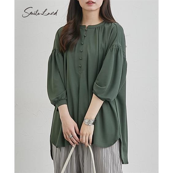 チュニック レディース 美ラクRUタッチくるみボタン デザイン 接触冷感 UVカット 夏 体型カバー...