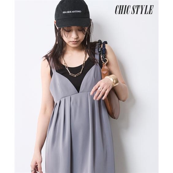 ワンピース ロング マキシ レディース タック キャミソール シックスタイル 夏 秋 ひざ下 | M...