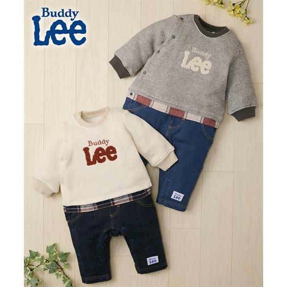 ロンパース カバーオール ベビー Buddy Lee ローゲージ裏毛× デニム ニット 裾レイヤード...