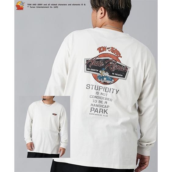 Tシャツ カットソー メンズ ヴィンテージ風 バック プリント 長袖 TOM and JERRY ト...