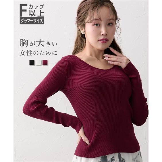ニット セーター レディース 大きい胸専用 日本製ソフトカーブ Vネック リブ 秋 冬 | LL |...