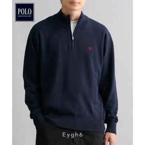 ニット セーター メンズ ワンポイント ハーフ ジップ POLO BCS 秋 冬 | M/L/LL | ニッセン nissen