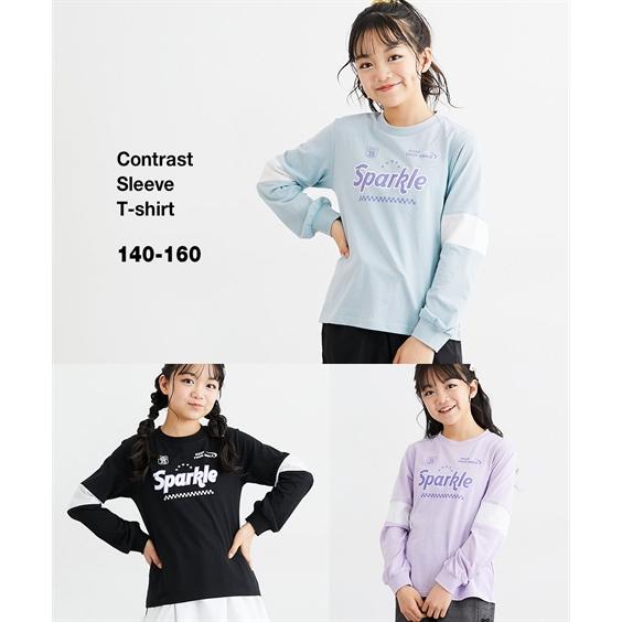 Tシャツ 子供服 キッズ 袖切替Tシャツ 女の子 春 秋 トップス カットソー | 身長140/15...