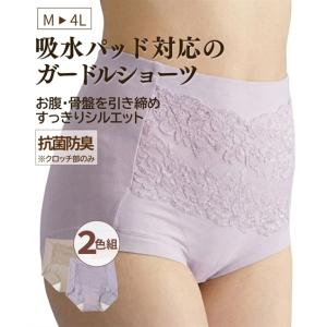 ショーツ 吸水 パッド 用 骨盤 おなか引き締め深ばき 2色組 春 夏 秋 冬 女性 インナー パンツ パンティ | M/L/LL/3L/4L | ニッセン nissen