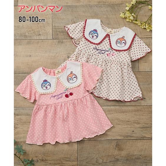 トップス・チュニック Tシャツ 子供服 ベビー アンパンマン ドキンちゃん＆コキンちゃん 衿付きドッ...