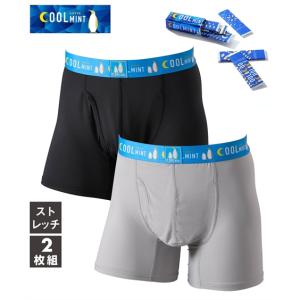 ボクサーパンツ メンズ COOLMINT クールミント ひんやり 接触冷感 メッシュ編み 前開きボクサーパンツ 2枚組 夏 インナー | 3L/4L/5L/6L | ニッセン nissen｜ニッセン Yahoo!店