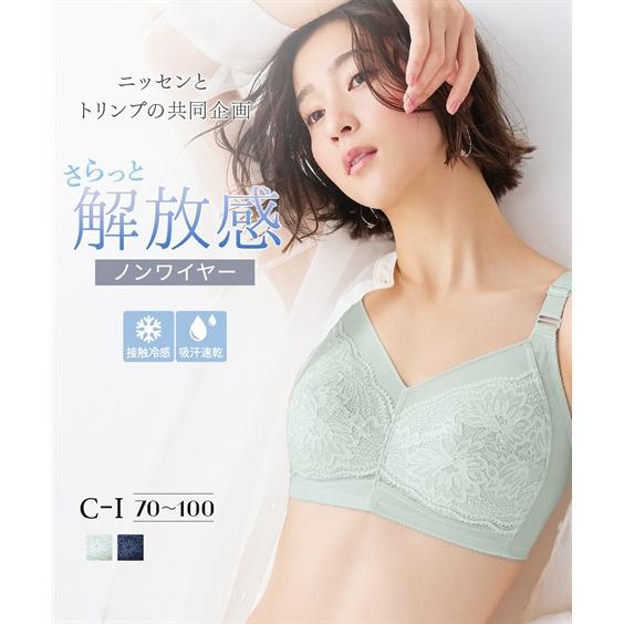 ノンワイヤーブラジャー レディース ノンワイヤー涼やか軽い穴あきカップアンダーメッシュ ブラジャー ...