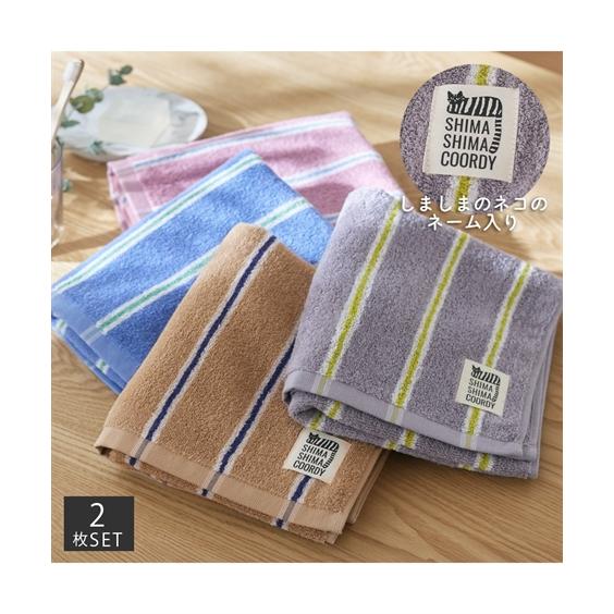 フェイスタオル シマシマコーディ フェイス タオル 同色2枚セット 春 夏 秋 冬 吸水 | 約 3...