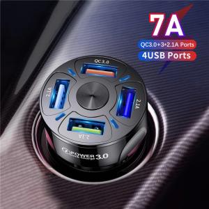 シガーソケット 4ポートUSB 急速QC3.0対応 35W 15A カーチャージャー