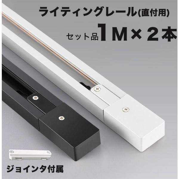 ダクトレール 黒 白 1m×2本組 2m ジョインタ付属　直付専用型 配線ダクト ライティングレール...