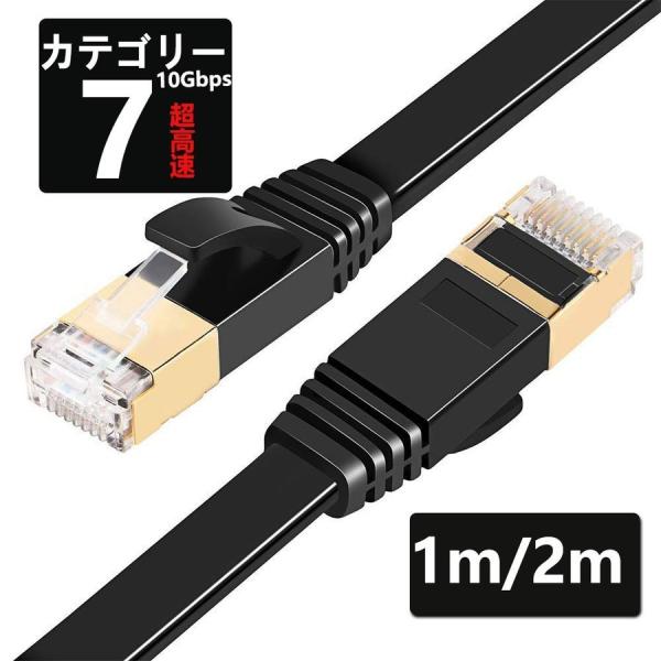 LANケーブル CAT7 1m/2ｍ 10ギガビット 高速光通信対応 ツメ折れ防止 ランケーブル カ...