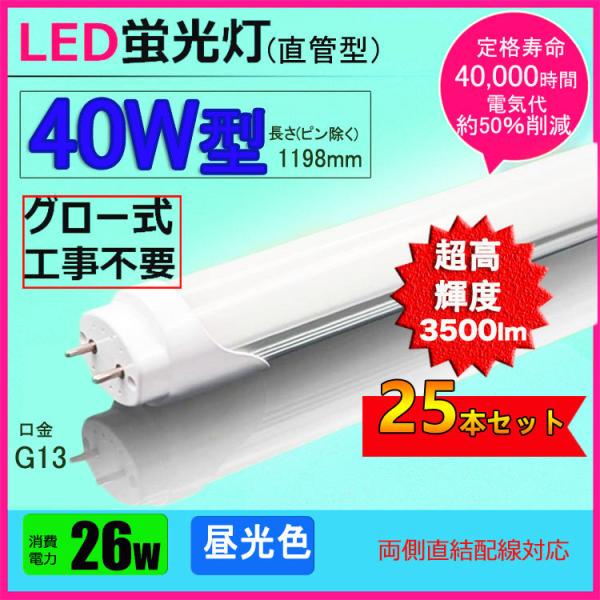 LED蛍光灯 40w形 超高輝度3500lm 昼光色 led直管蛍光灯T8 120cm G13口金 ...