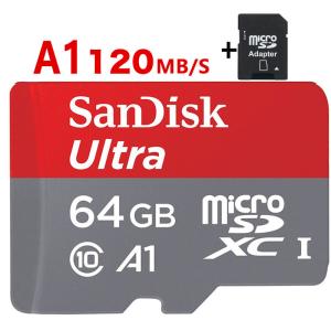 microsdカード 64GB SanDisk サンディスク 120MB/秒 アプリ最適化 A1対応 microSDXC Class10 超高速 海外向けパッケージ SDカード変換アダプター付き 送料無料