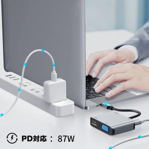 USB Type C to HDMI VGA 変換アダプタ usb c hdmi４K 解像度 hdmiポート+VGAポート+USB 3.0高速ポート+USBタイプC高速PD充電ポート　4-in-1 変換 アダプタ｜NISSIN LUX