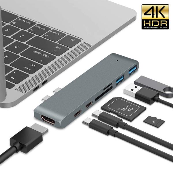 MacBook ハブ 4K HDMI USB-C PD給電 データ転送 2 USB 3.0 Macb...