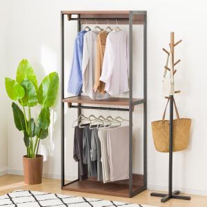 ニトリ（NITORI） 収納付きハンガーラック(ニーズ3 84 OP-3段 MBR/BK