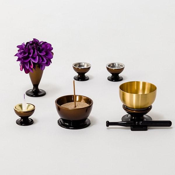 仏具(五具足・りん)セット(MG01 琥珀ぼかし) ニトリ