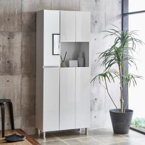 ニトリ アルミハンドルシューズボックス85H (WH) 下駄箱 : ニトリ