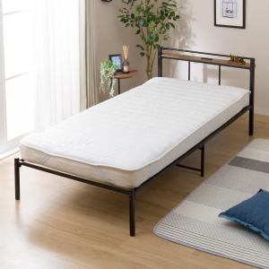 シングルパイプベッド(バジーナC-STN JY BK) 黒 棚付き 宮付き コンセント ニトリ