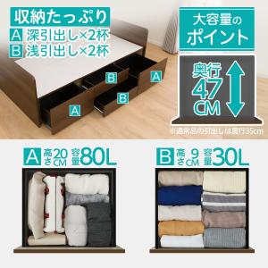 収納付きデイベッド (ジオ 棚・引き出し付き ...の詳細画像2