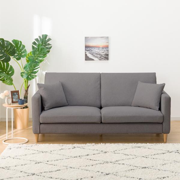 ソファー ソファ 布張り3人掛けソファ 木脚タイプ(ミディアムタイプ/スリム肘 MS02 MGY/L...