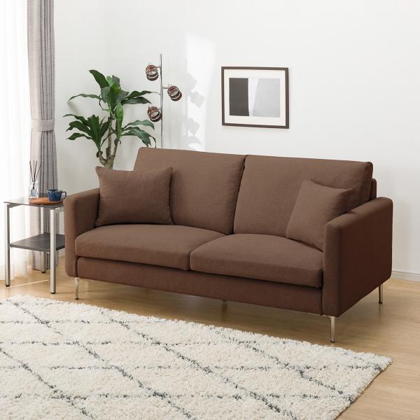 ソファー ソファ 布張り3人掛けソファ スチール脚タイプ(ミディアムタイプ/スリム肘 MS02 BR...