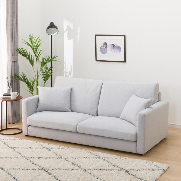 ソファー ソファ 布張り3人掛けソファ プラスチック脚タイプ(ソフトタイプ/スリム肘 MS02 LG...