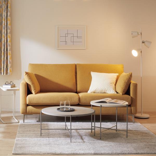 ソファー ソファ 布張り3人掛けソファ スチール脚タイプ(ソフトタイプ/スリム肘 MS02 YE/S...