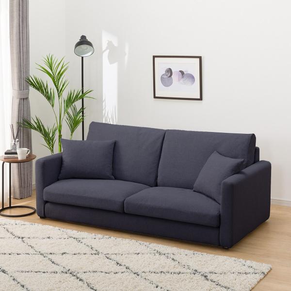 ソファー ソファ 布張り3人掛けソファ プラスチック脚タイプ(ソフトタイプ/スリム肘 MS02 DB...