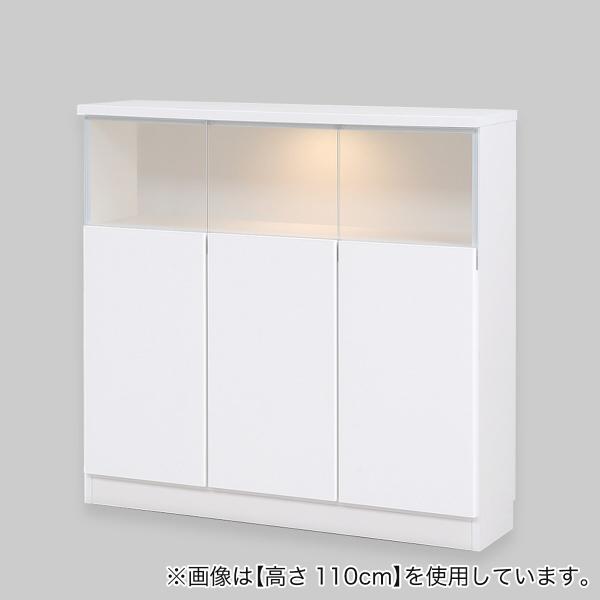 【高さオーダー】ディスプレイ収納 照明付き 扉 (幅116.5×高さ107cm 光沢WH) ニトリ
