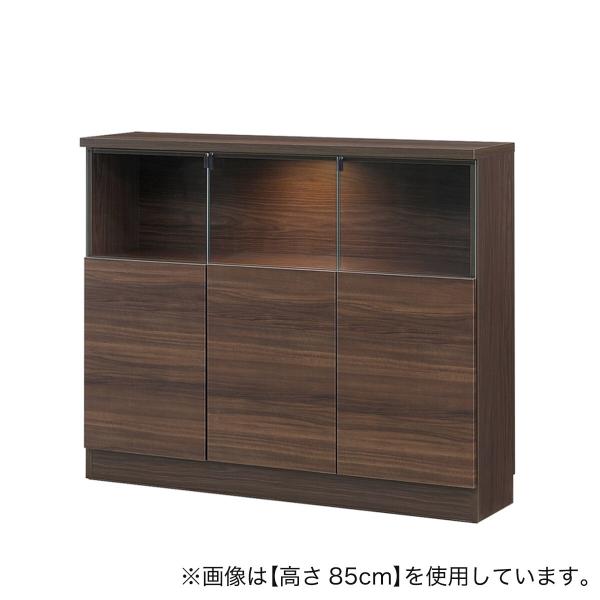 【高さオーダー】ディスプレイ収納 照明付き 扉 (幅116.5×高さ86cm 木目DBR) ニトリ