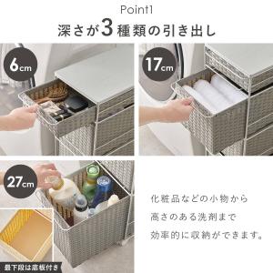 ラタン調すき間ランドリー収納 (幅25cm ホ...の詳細画像2