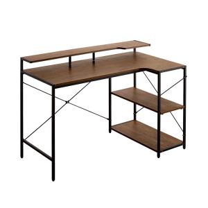棚付きL型デスク (幅115cm ウォールナッ...の詳細画像1
